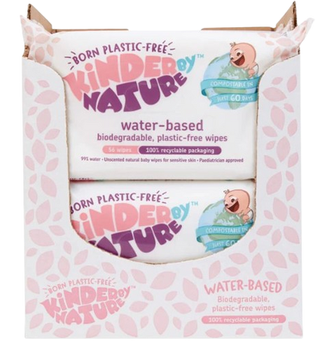 Case of 12 packs of Water-Based Kinder by Nature Baby Wipes